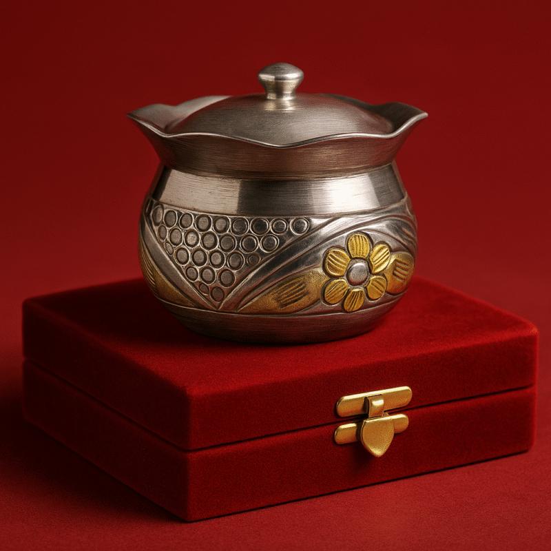 925 Silver Elaichi Dana Box | Kalash Mukhwas Box with Lid - Image 3