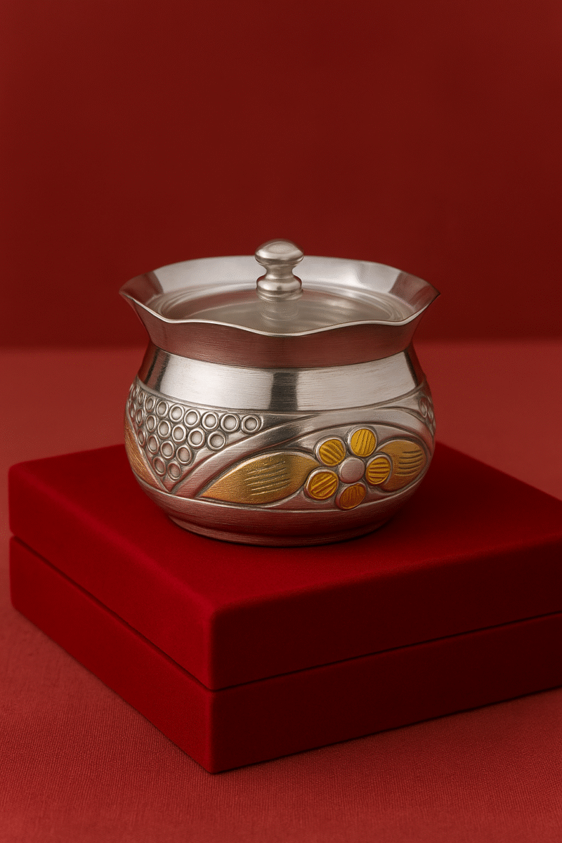 925 Silver Elaichi Dana Box | Kalash Mukhwas Box with Lid - Image 4