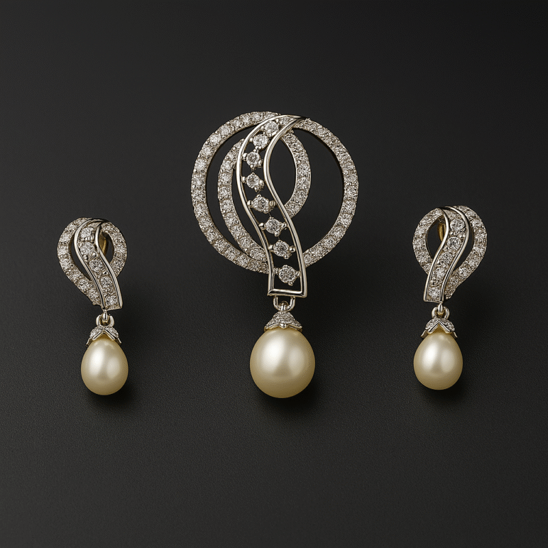 Gold & Diamond Pendant Set - Image 2